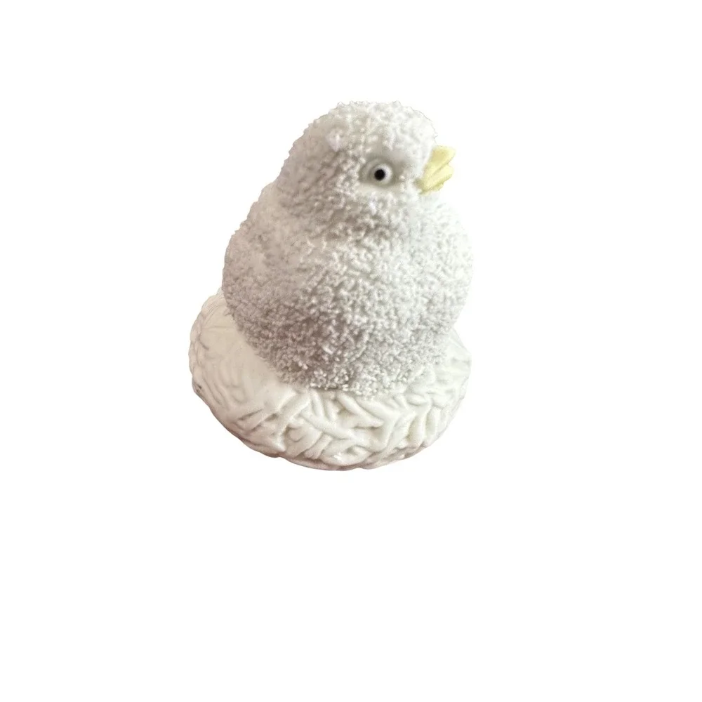 Dept 56 Easter Chick in Nest Figurine 1994 White Textured Bird Ceramic‎ Decor